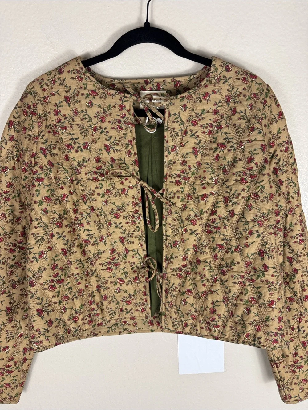 Sezane Paoline Quilted Jacket in Miranda Beige Print